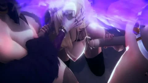 Futa – League of Legends Dreifach-Futa: KDA Akali, Ahri und Evelynn, 3D-Porno