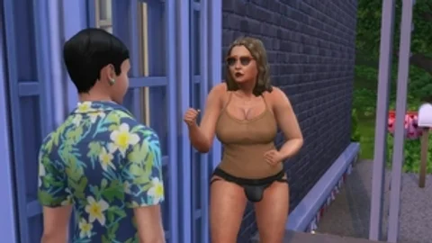 Lüstiger Daddy, trans Frau will ihren jugendlichen Nachbarn – WickedWhims